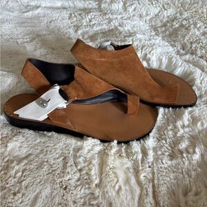 Rag & Bone Arc Flat Tan and White Sandals